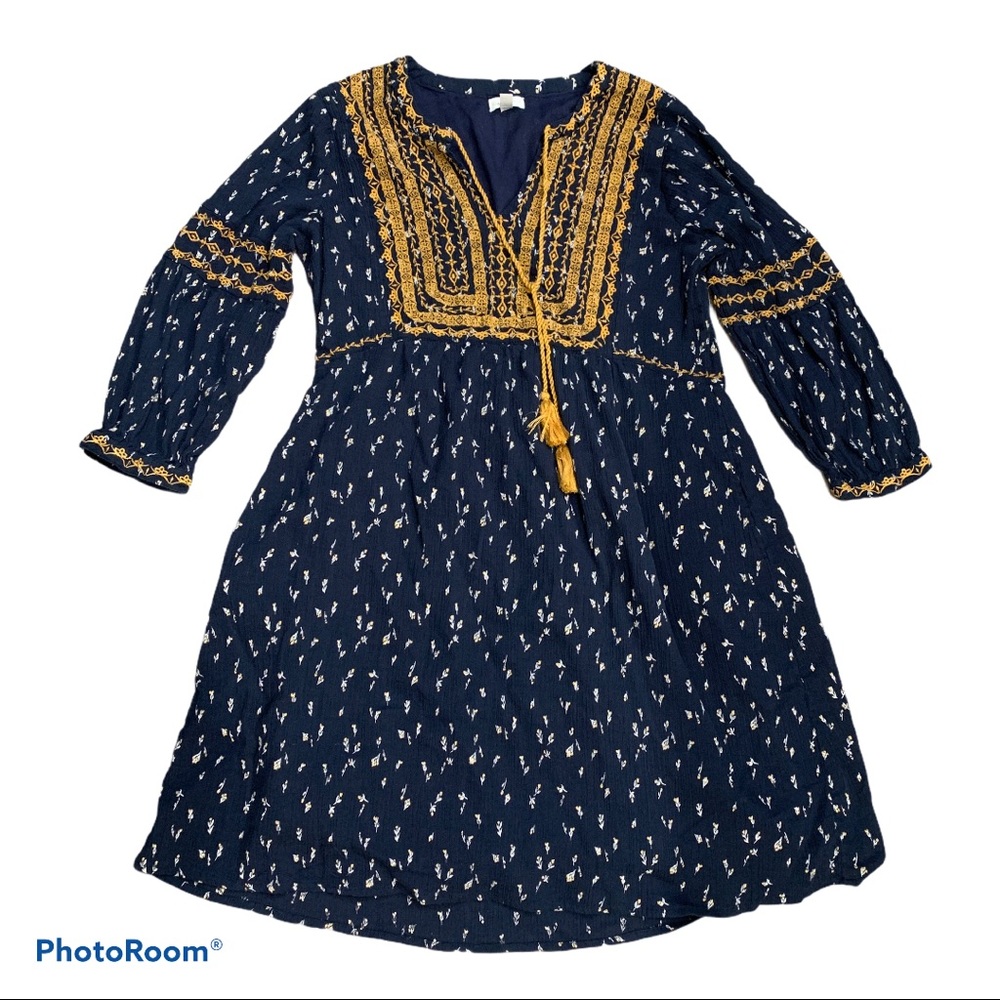 Garnet Hill Blue Peasant Dress